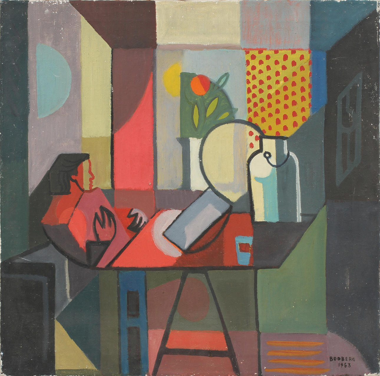 LARS BOOBERG. "Köket, Bockes gammelgård". Olja på duk, signerad och daterad 1953.