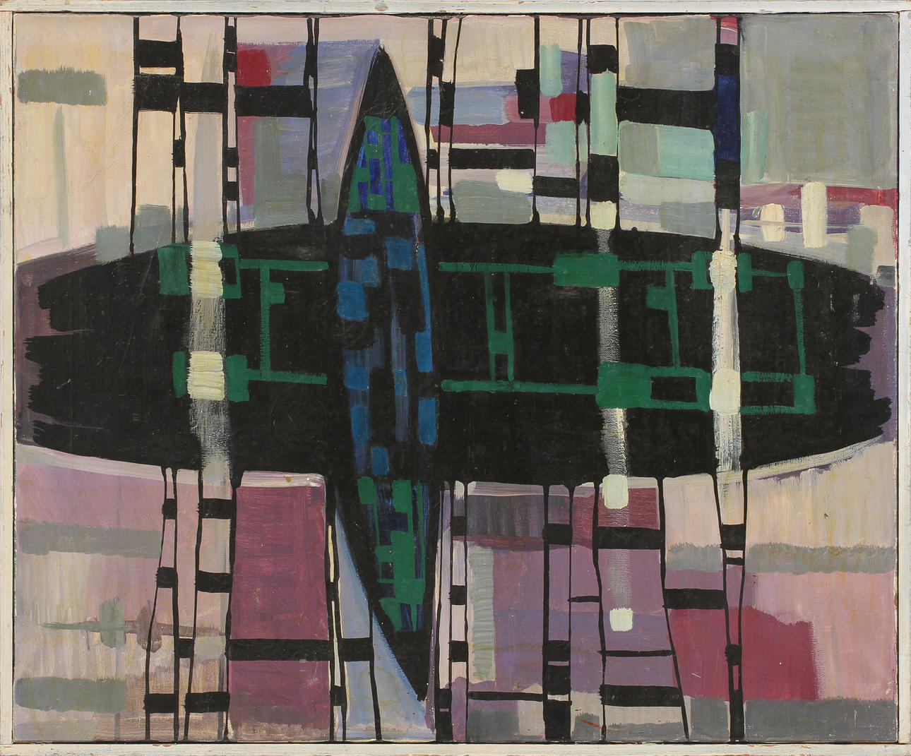 LARS BOOBERG. "Svart verklighet". Olja på duk, signerad och daterad 1958 a tergo.