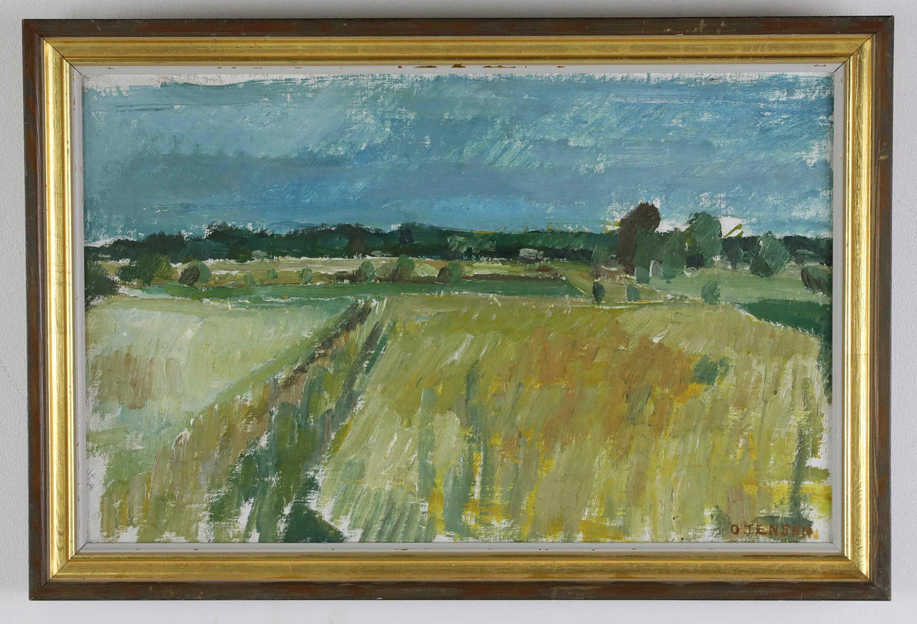 OLE JENSEN. Oil on canvas, Landscape, signed.