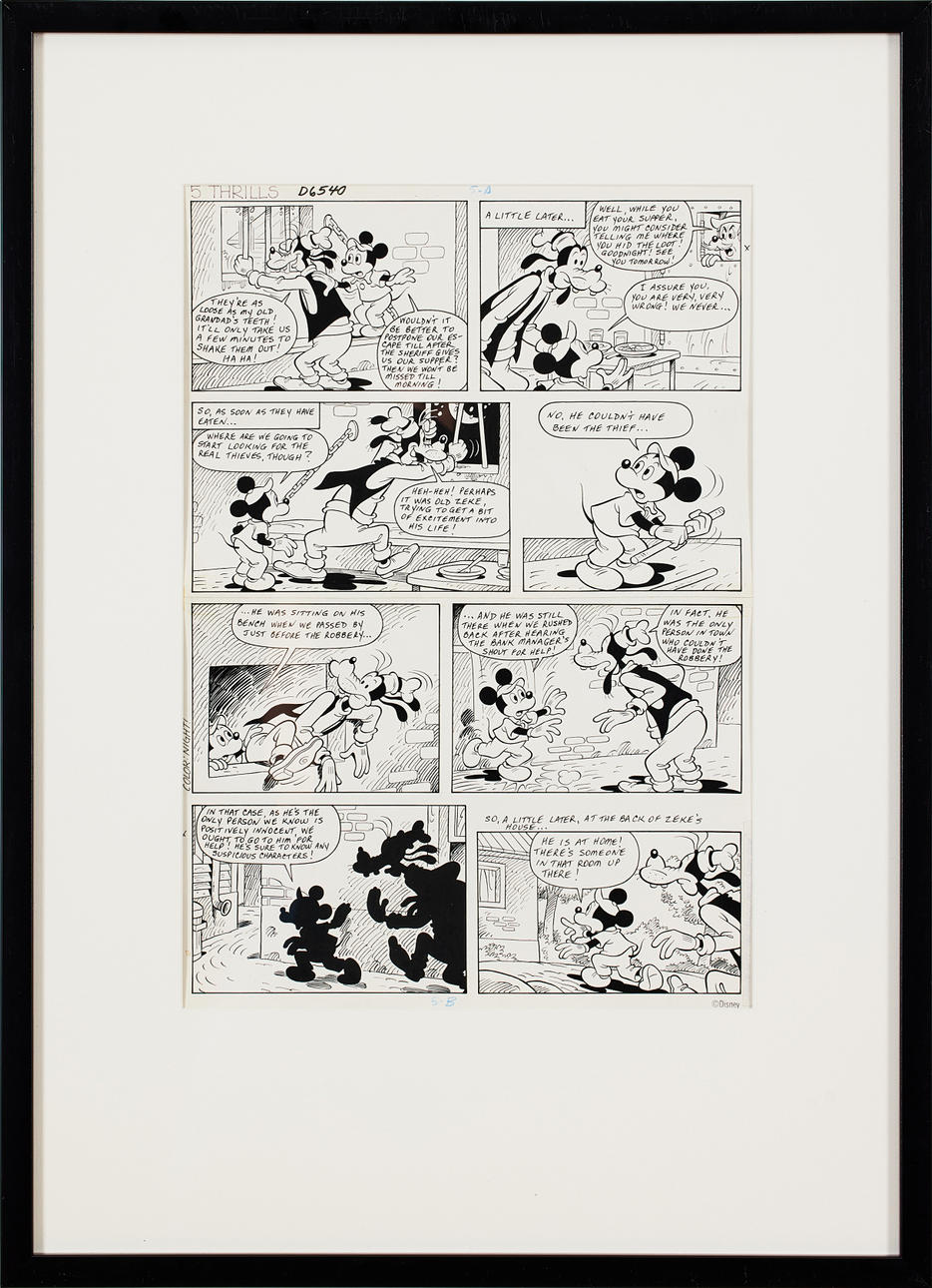 WALT DISNEY STUDIOS. Original side Mickey Mouse og Fedtmule.