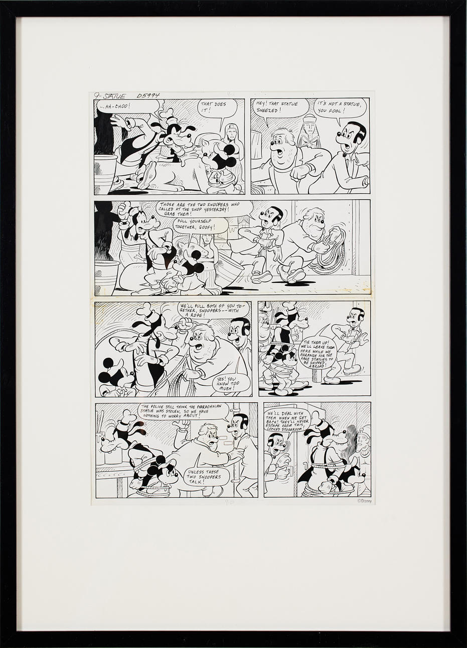 WALT DISNEY STUDIOS. Originalseite Mickey Mouse und Goofy.