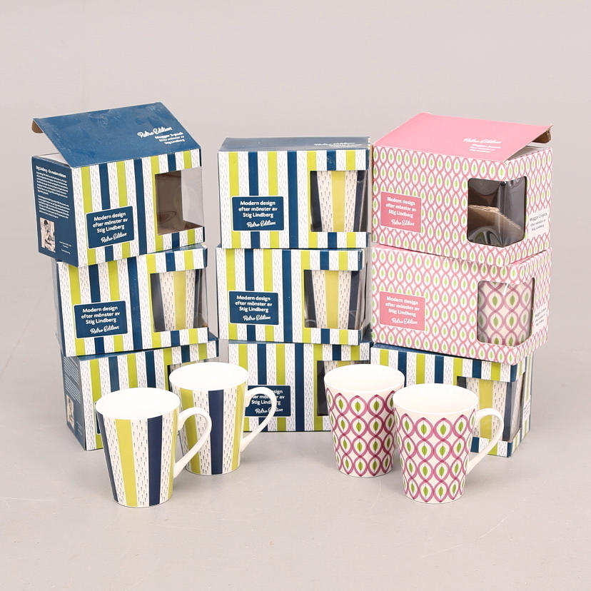 MUGGAR 18 st, porslin Stig Lindberg, Retro Edition.