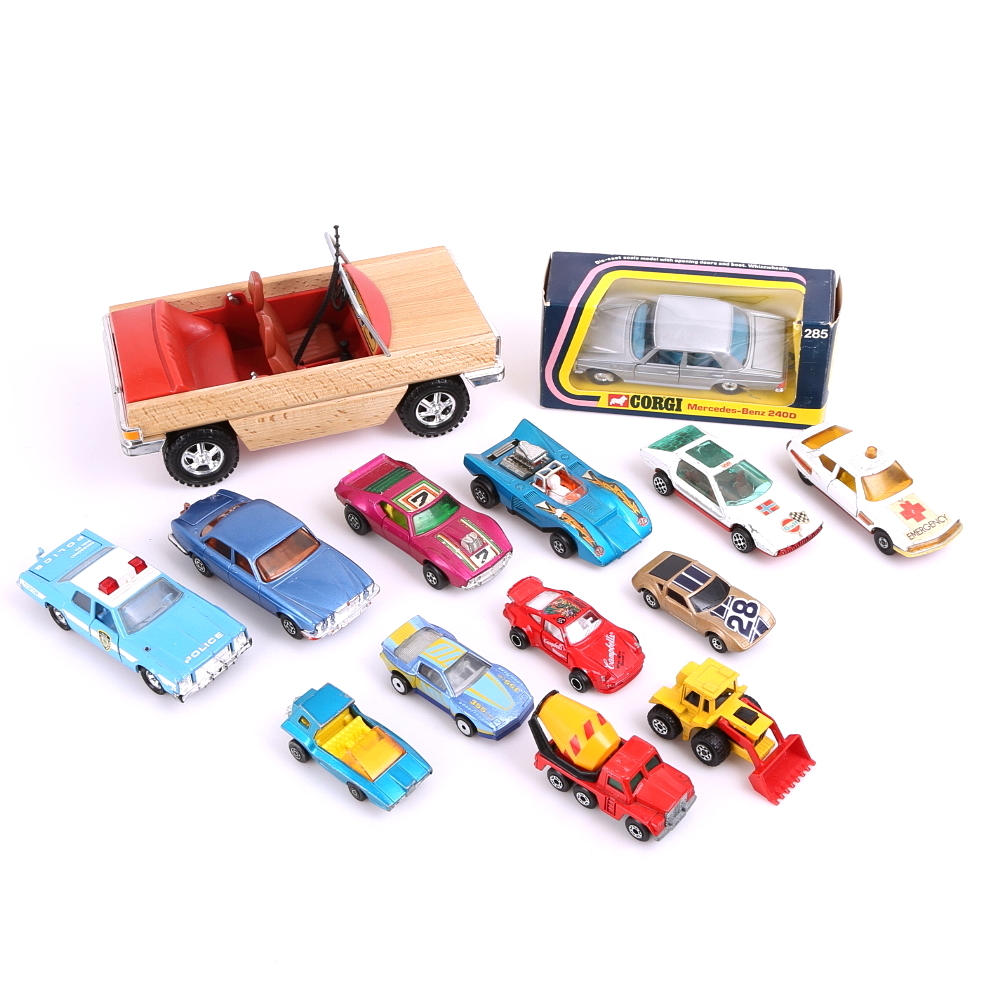 MODELLBILAR 14 st, Lundby, Corgi, Matchbox, Politoys, Majorette.
