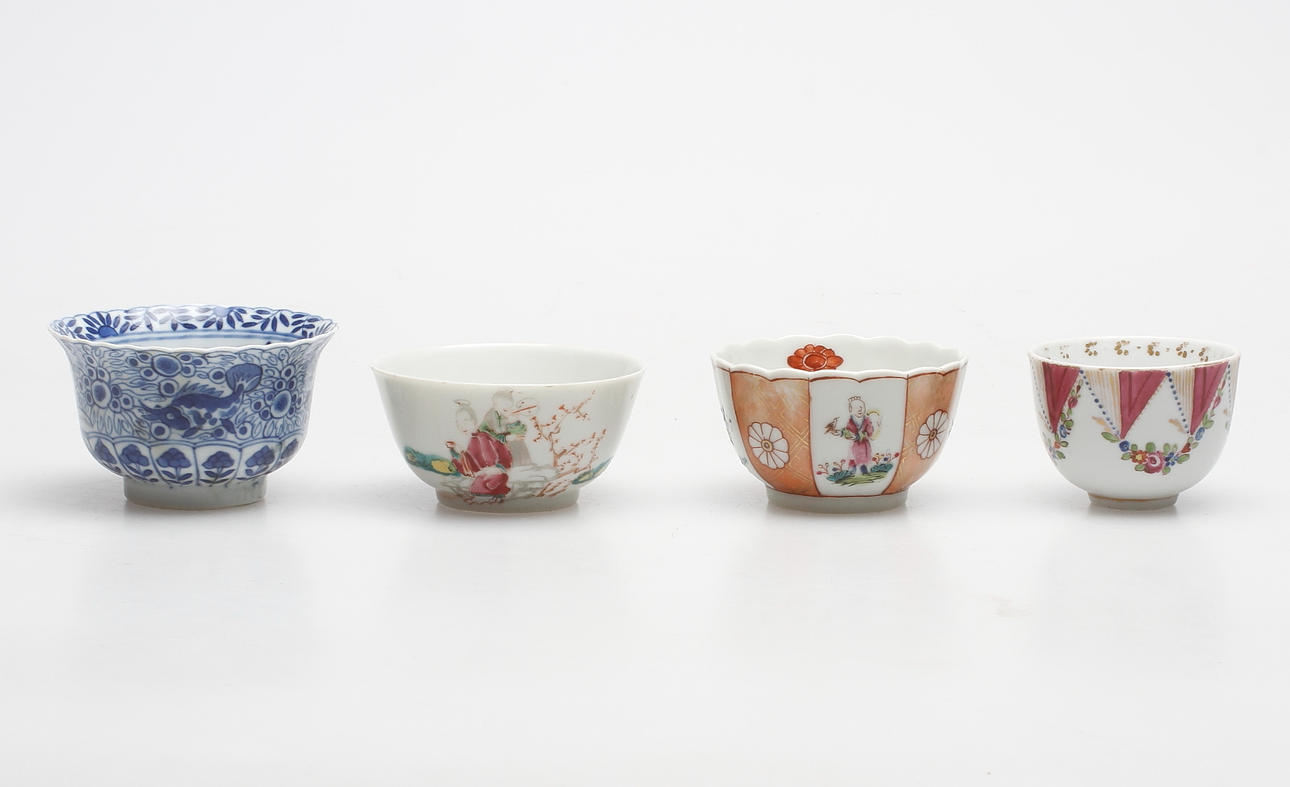 SKÅLAR, 4 st, porslin, Kina och Meissen.