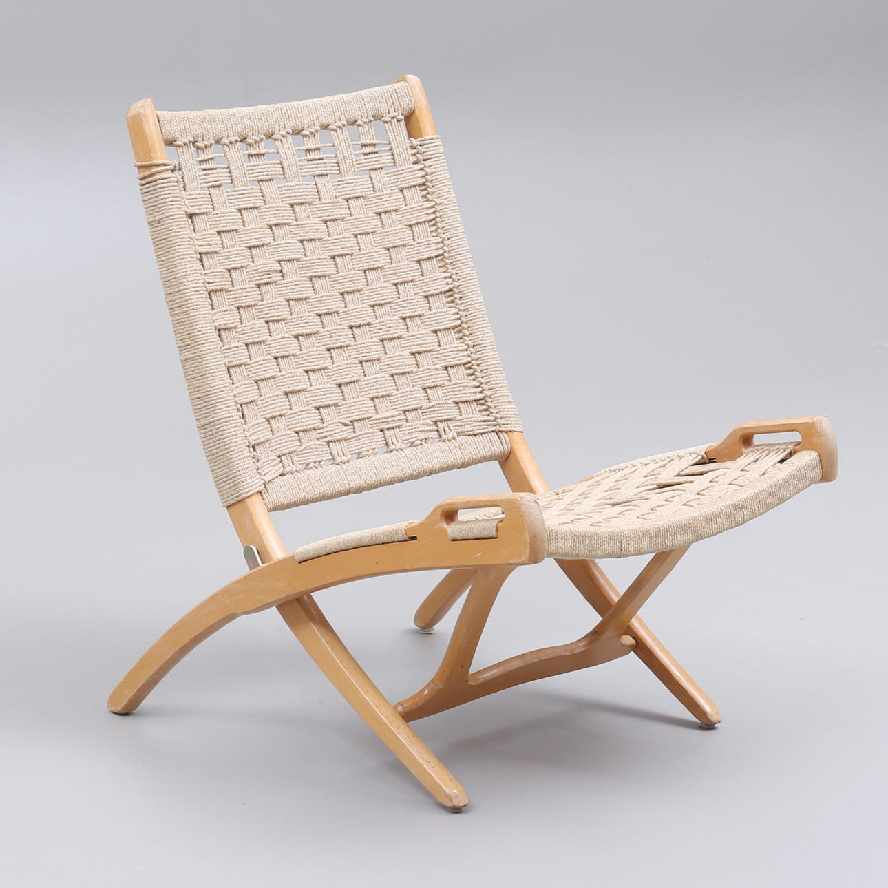 EBERT WELS. Stol, bog med fletsæde, "foldestol kopi".