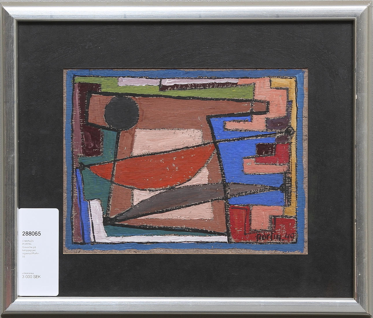 CHARLES PORTIN. Gouache på lumppapper, signerad Portin.