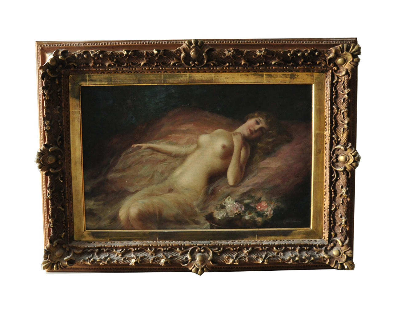 OKÄND KONSTNÄR. Olja på pannå, naken modell.