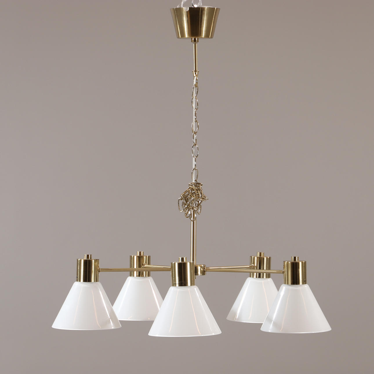 CEILING LAMP, 5-arm, glass/brass, IKEA.