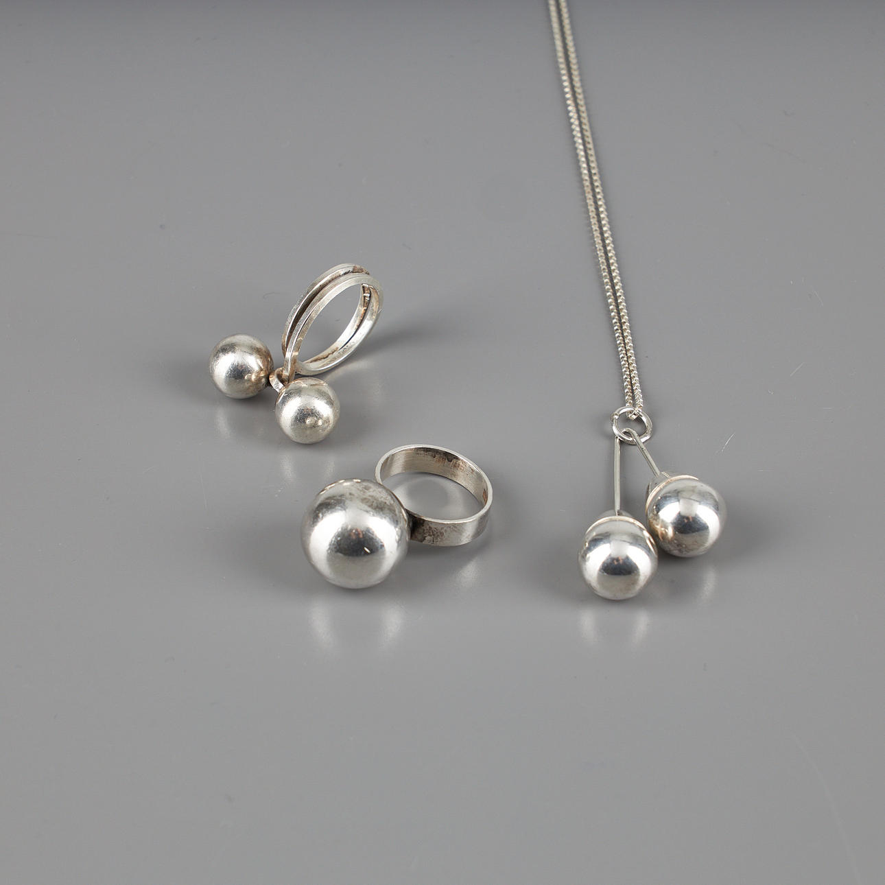 RINGS AND PENDANT, 2 + 1, silver, Finland.