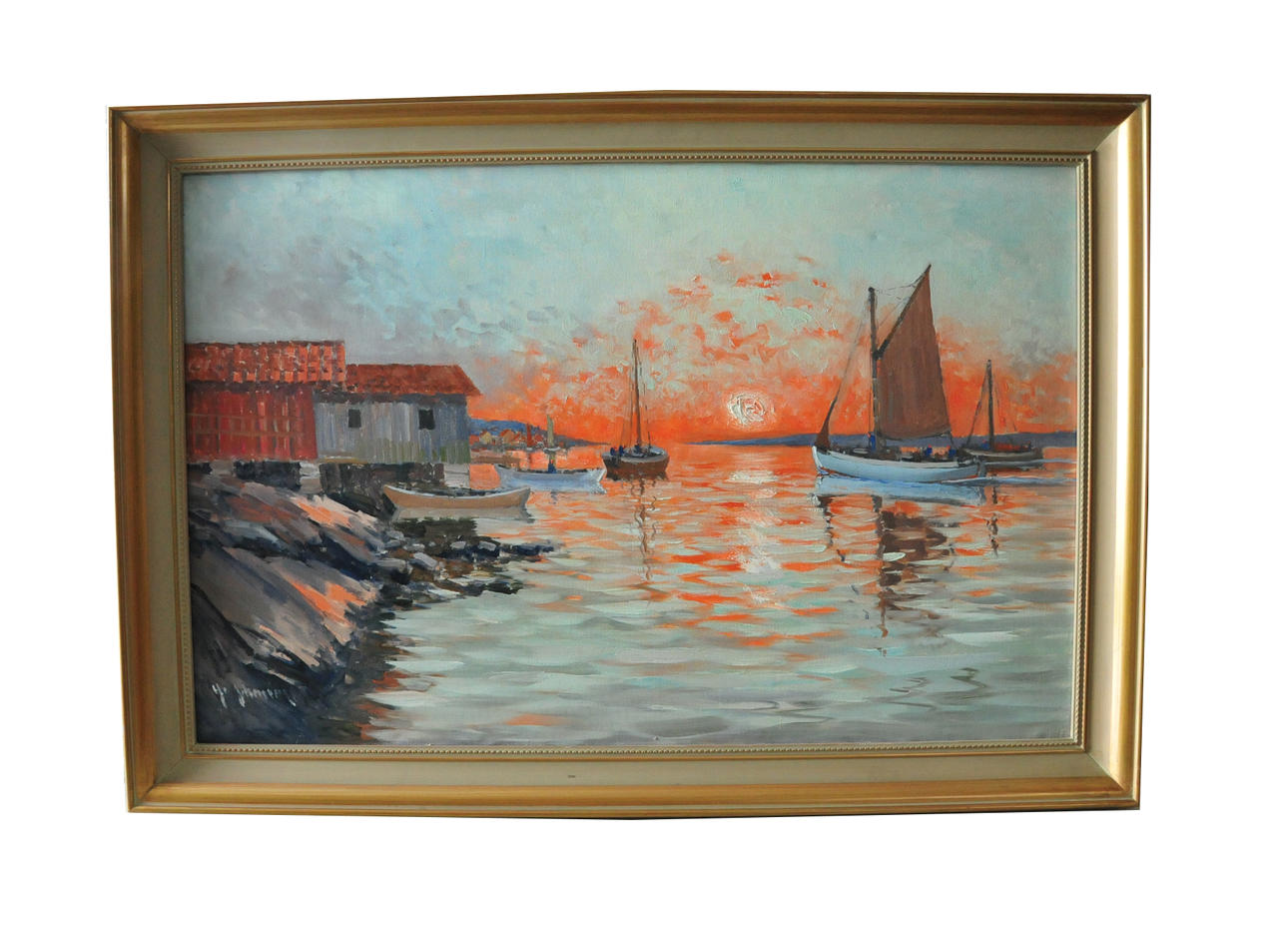 YO JOHANSSON. Olja på duk. Kustbild, signerad.