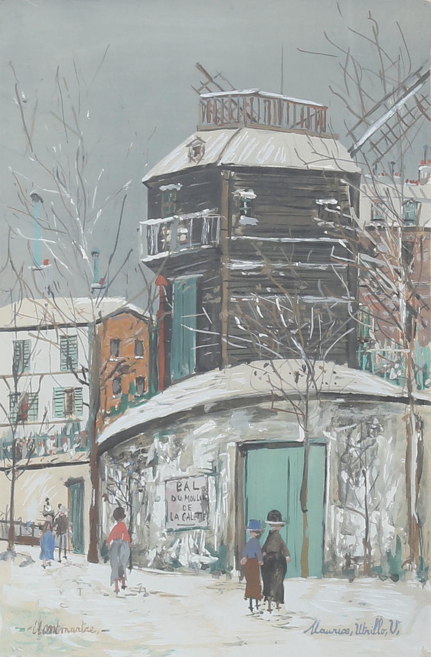 MAURICE UTRILLO. "Montmartre". Färglitografi, signerad i trycket och numrerad 227/500.
