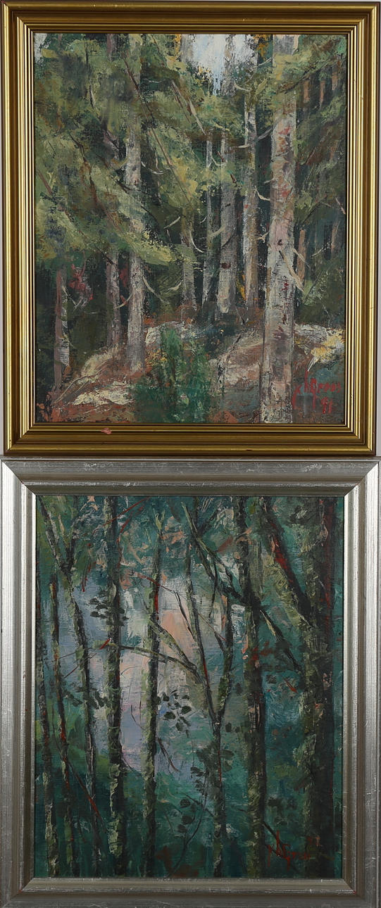 KENNETH GROSS. Parti tavlor, olja på duk, 2 st, signerade KH Gross och daterade -91 och -92.