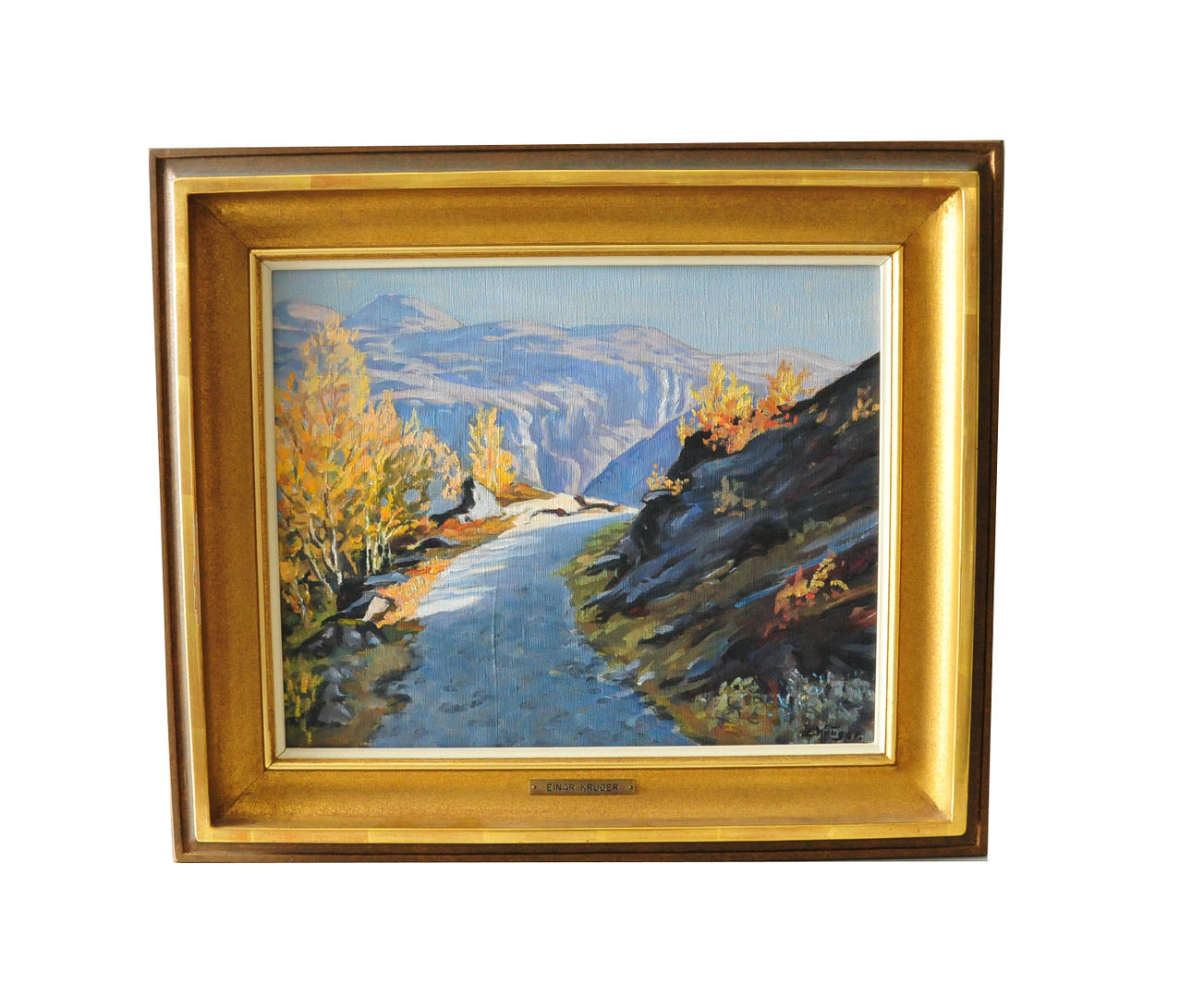 EINAR KRÜGER. Olja på duk. "Myrdal, Norge", signerad.