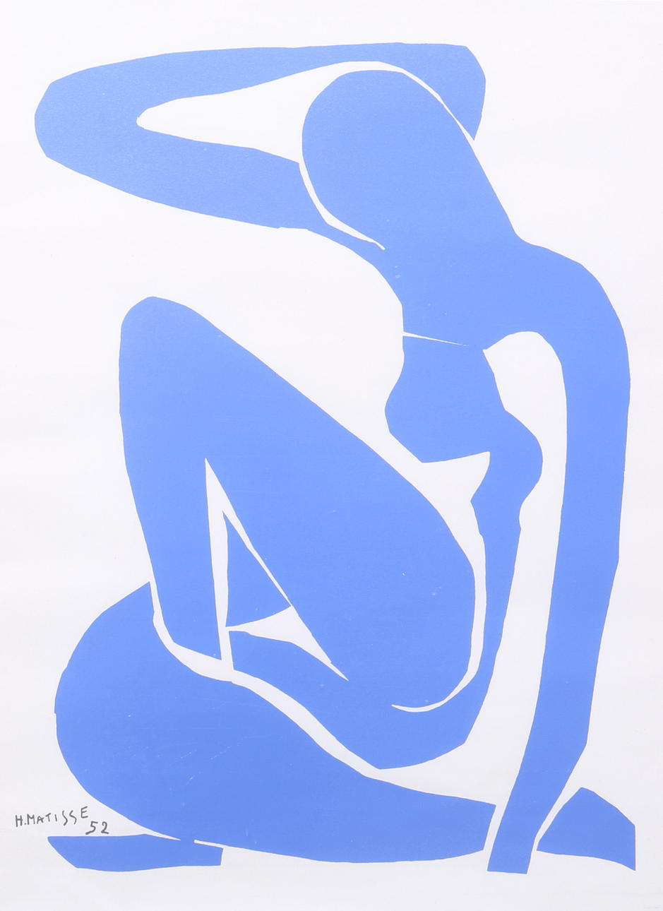 HENRI MATISSE. EFTER. "Nu Bleu". Tryck, signerad i trycket.