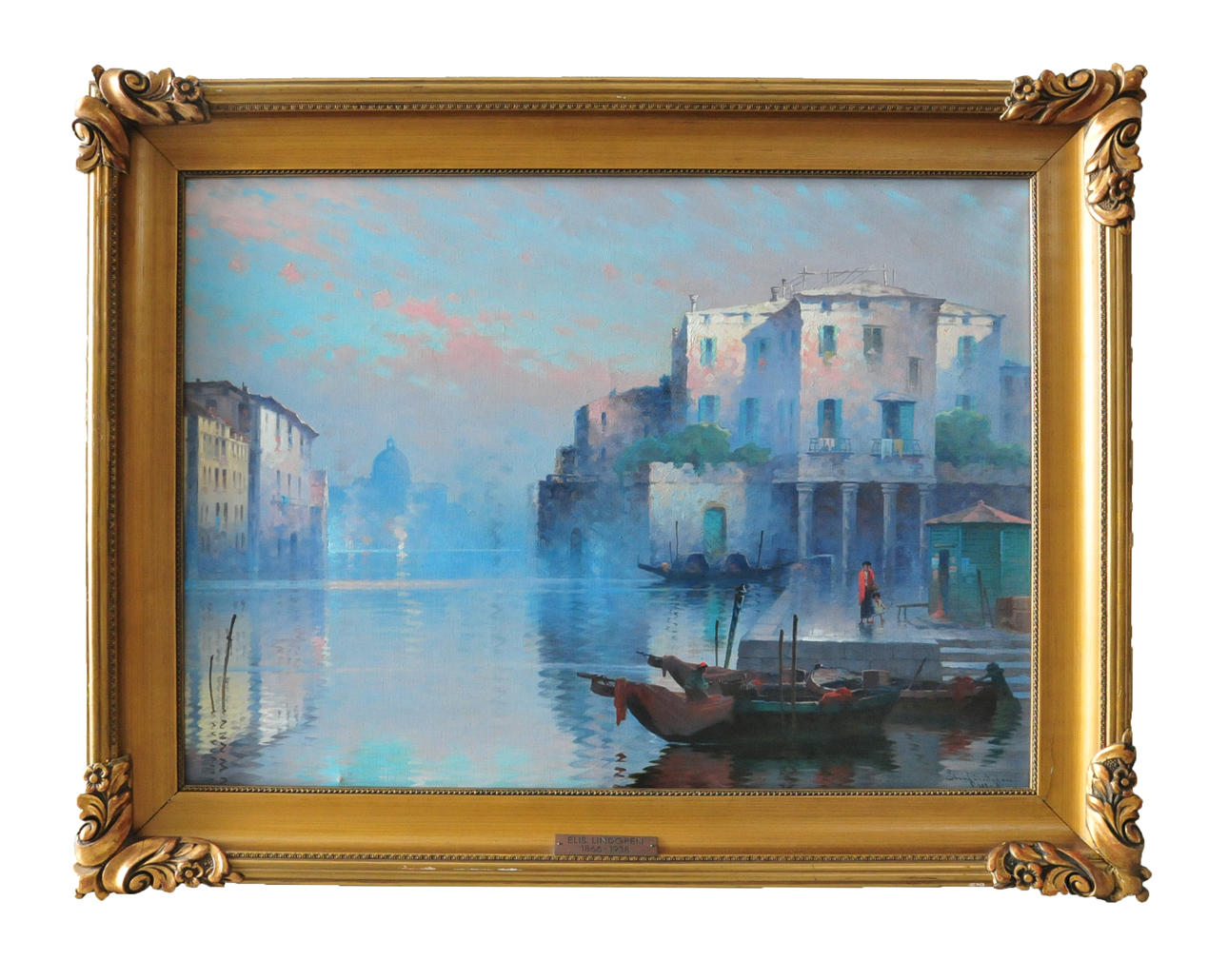 ELIS LINDGREN. Olja på duk. Venedig motiv, signerad 1930.