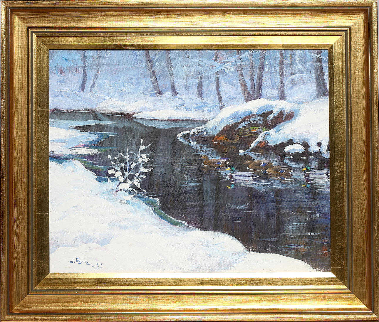 JOHANNES RAVN. "Vinterbäck", olja på duk. Signerad och daterad -51.
