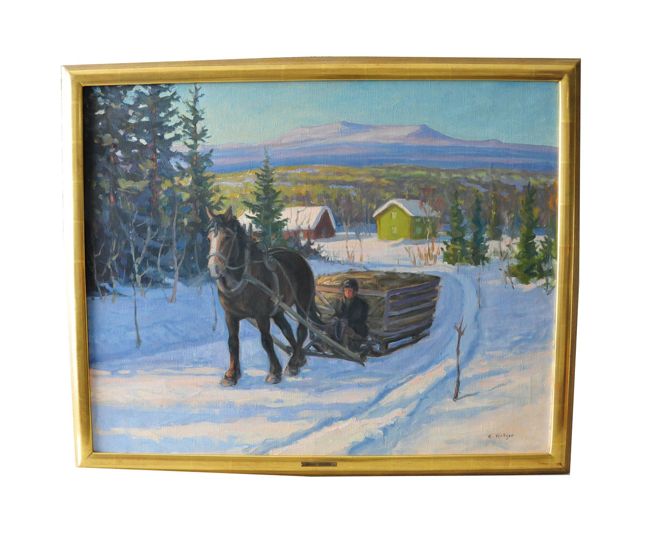 EINAR KRÜGER. Olja på duk. "Höskrinda, Härjedalen", signerad.