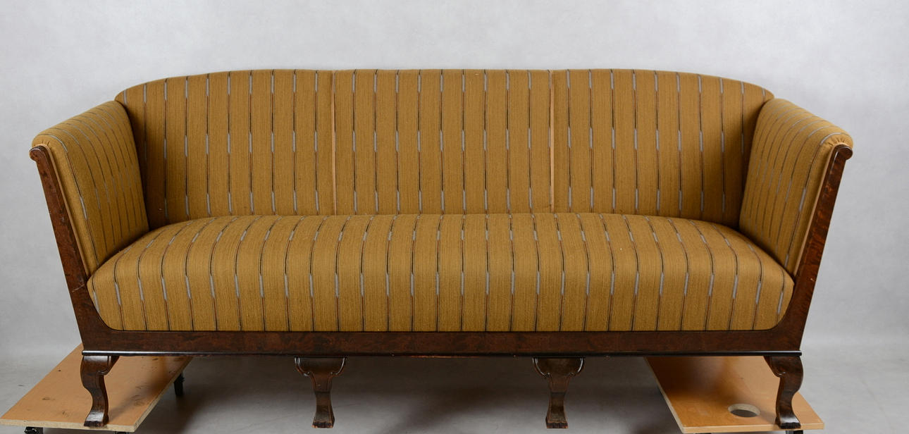 SOFFA, valnöt med intarsia, 1930/40-tal.