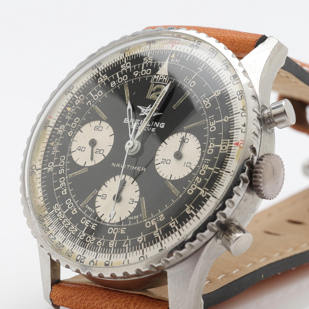 BREITLING. Navitimer, wristwatch, steel, 1960s.