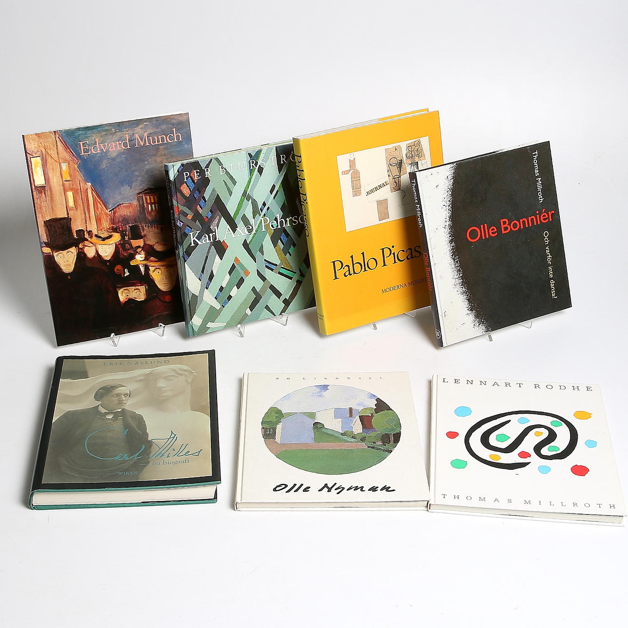 KONSTBÖCKER, 7 st, bl.a. om Pablo Picasso, Carl Milles, och Edvard Munch. 1900-tal.