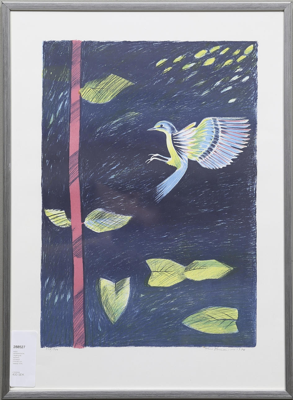 HANS HERMANSSON. Färglitografi, signerad, numrerad 218/300 och daterad 1976.