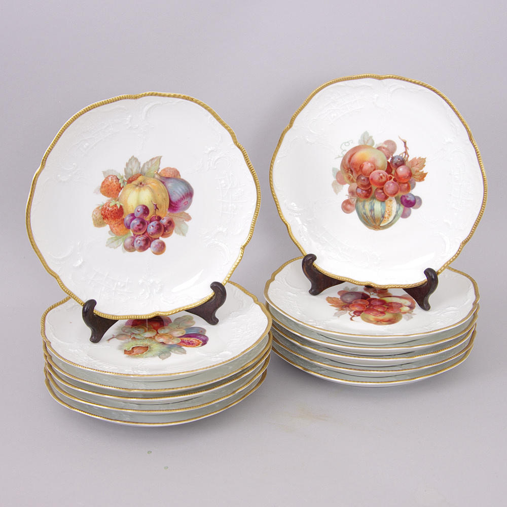 FRUKTASSIETTER, 12 stycken, "Sanssouci", Rosenthal.
