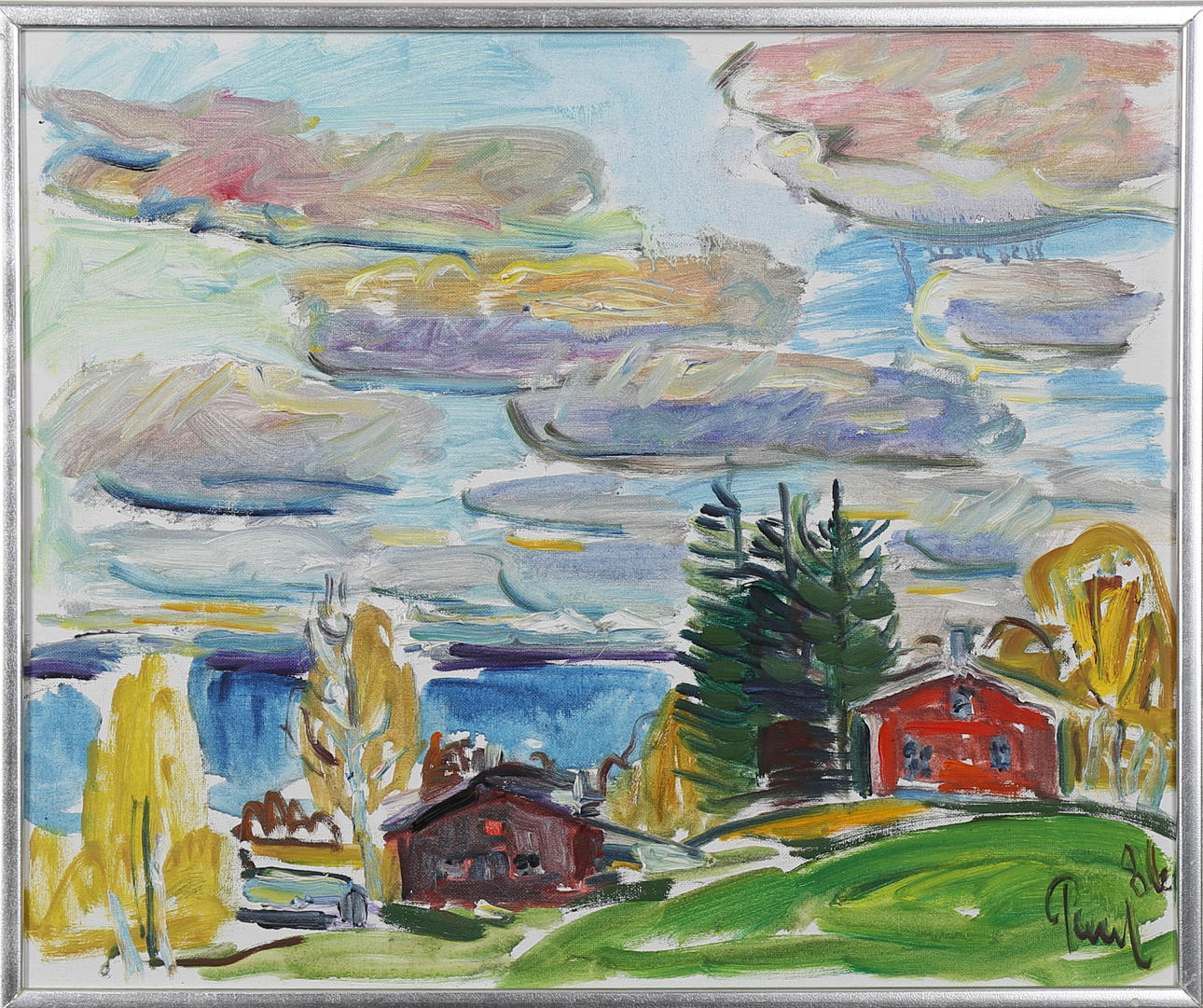 PAUL SAHLIN. "Mot Dvärsätt", olja på pannå, signerad och daterad Paul -86.