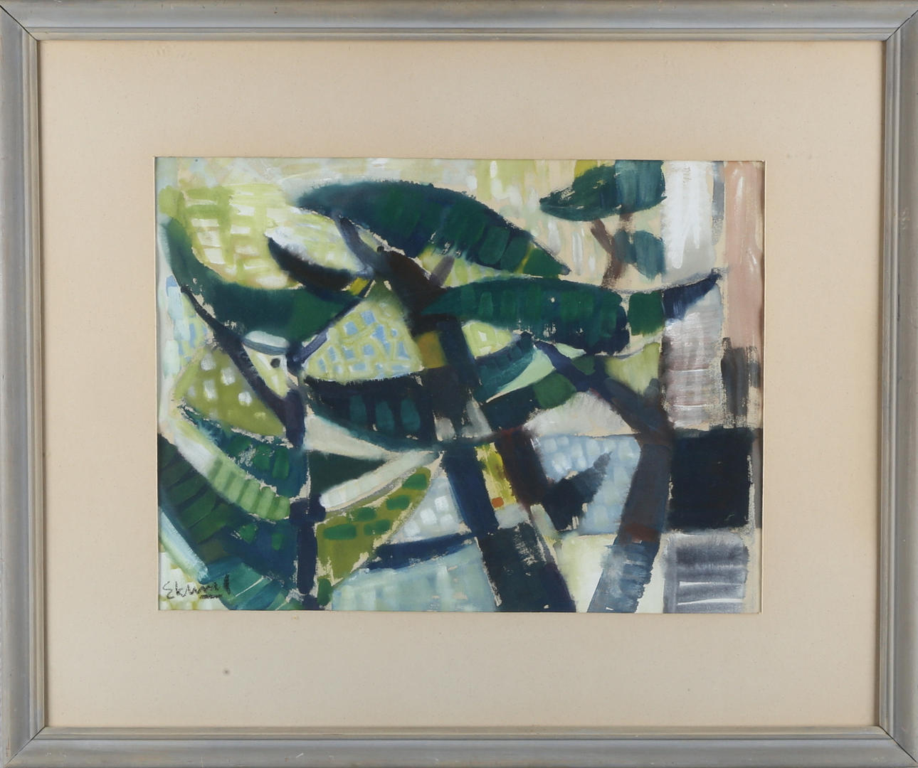 BENGT EKLUND. "Tree shapes", watercolour, signed Eklund.