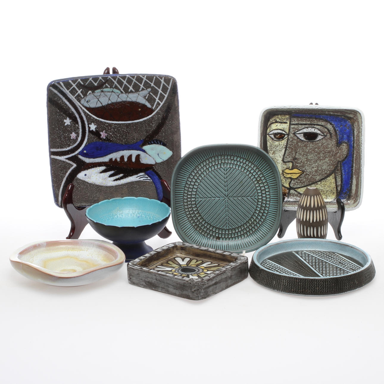 PARTI KERAMIK, 8 delar,Upsala Ekeby, bland annat, Mari Simmulson, Anna Lisa Thomson, 1900-tal.