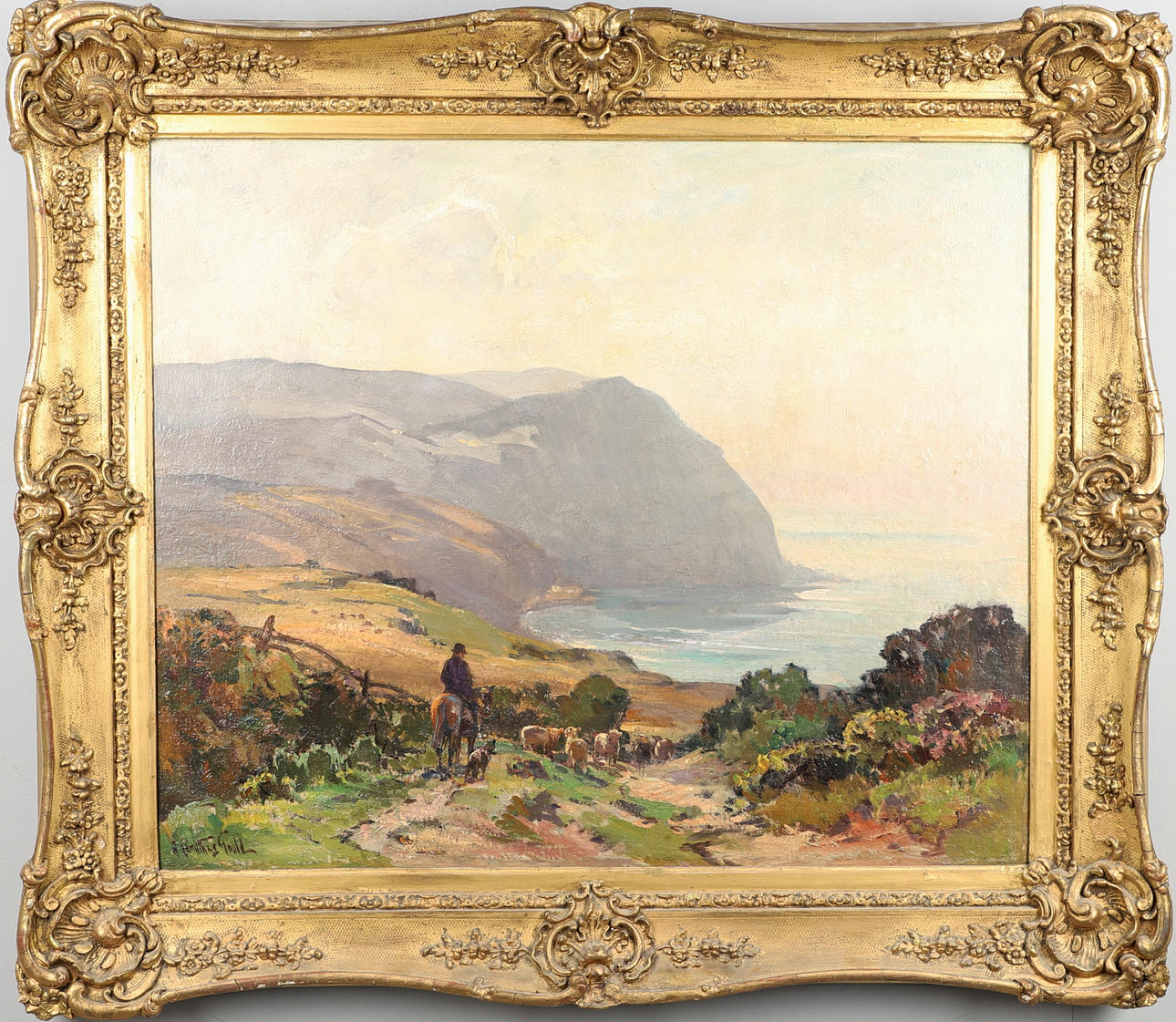 ALEXANDER CARRUTHERS GOULD (1870-1948). DROVING SHEEP NEAR LYNMOUTH, NORTH DEVON.