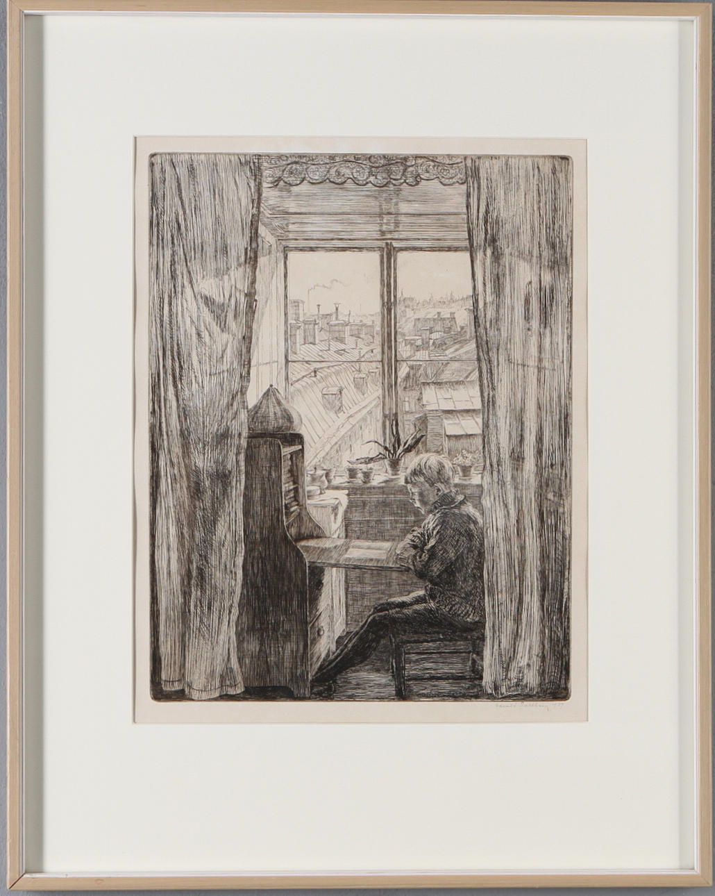 HARALD SALLBERG. Pojke vid fönster, signerad och daterad 1929.