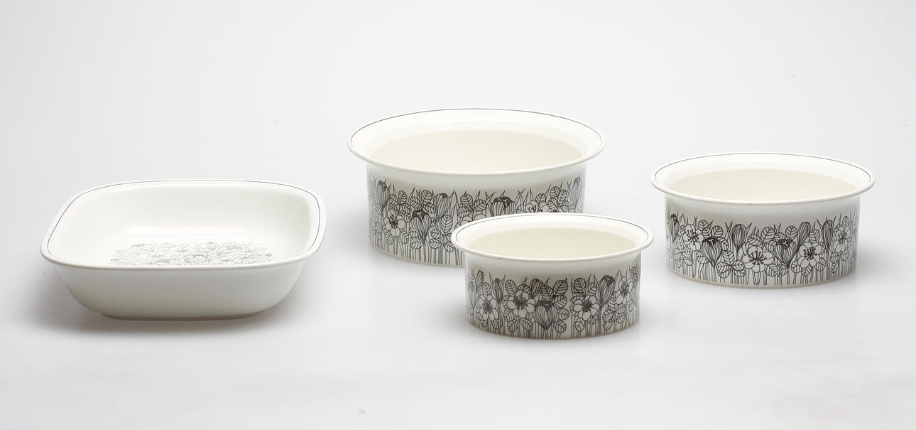 SERVISDELAR, 4 delar, porslin, "Krokus", Esteri Tomula, Arabia, Finland.