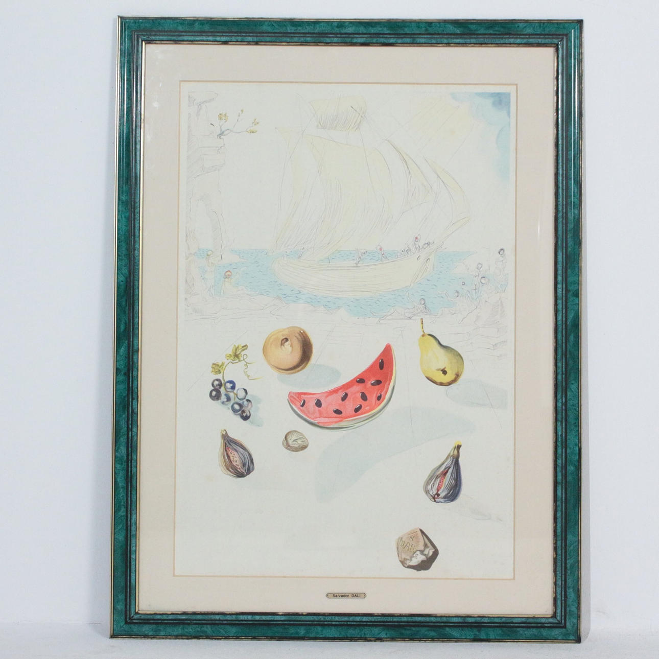 SALVADOR DALI. After. 'Ship and Fruit', printmaking.
