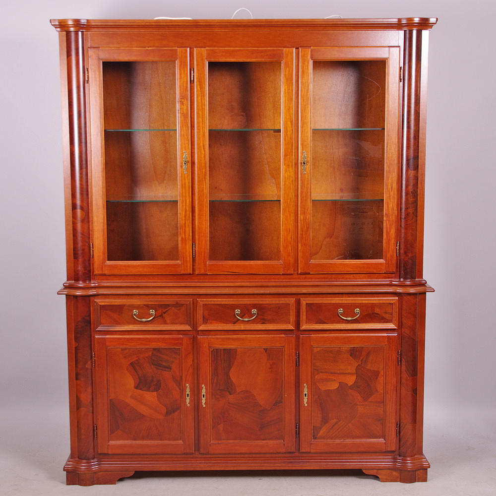 SKÄNK MED VITRINÖVERDEL, mahogny, 1900-tal.