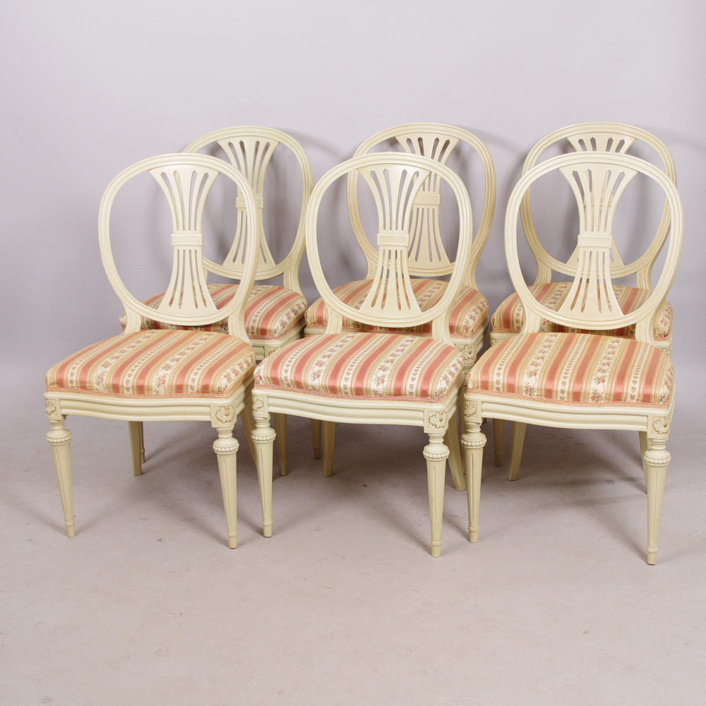 STOLAR, 6 stycken, gråmålade, gustaviansk stil.