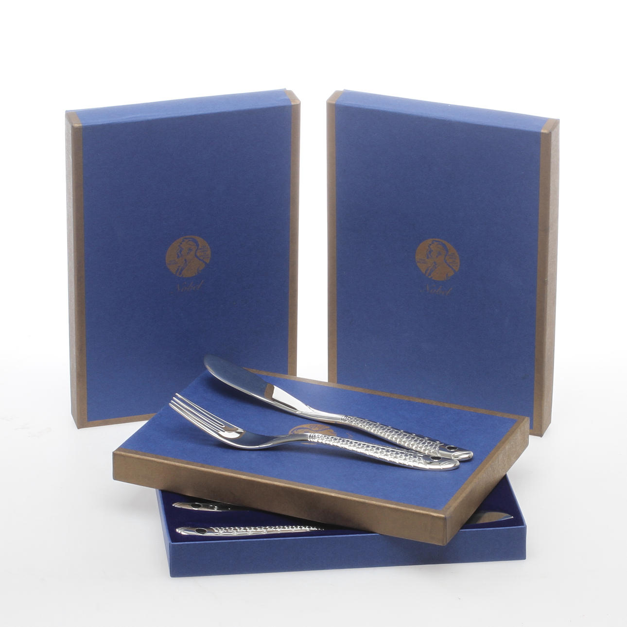 FISKBESTICK, 12 delar, rostfritt stål, Nobelservisen / Nobel Jubilee, Gunnar Cyrén, Gense.