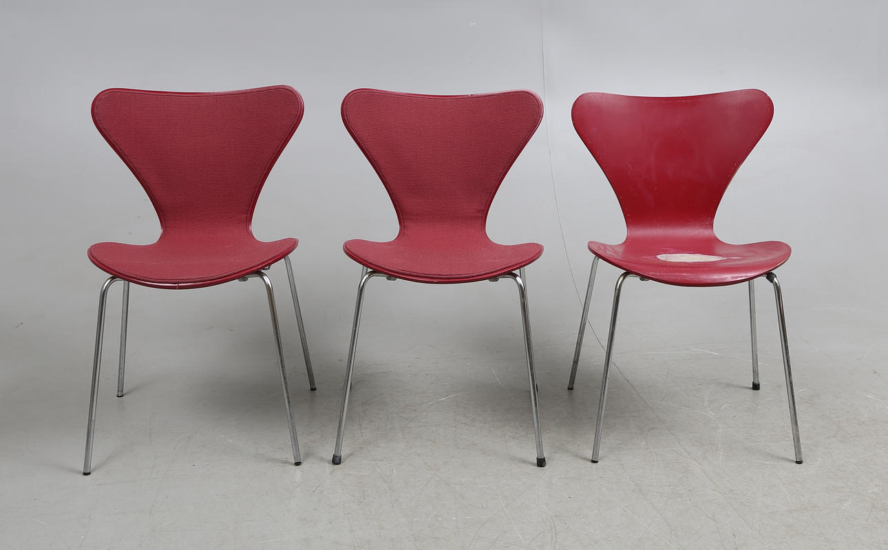STOLAR, 3 st, "Sjuan", Arne Jacobsen, Fritz Hansen, 1976.