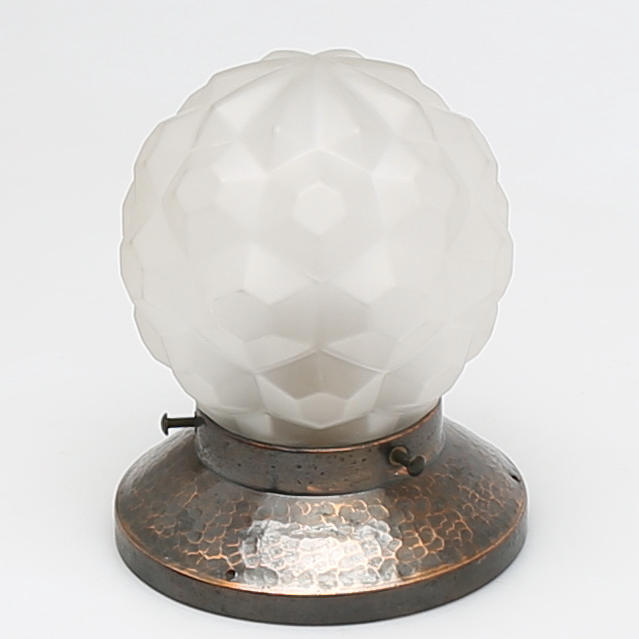 TAKLAMPA, i glas och koppar, art deco, 1900-talets första hälft.