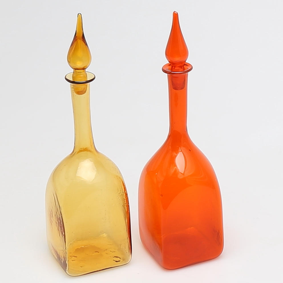 KARAFFER i glas, 2 st, troligen Empoli, Italien.