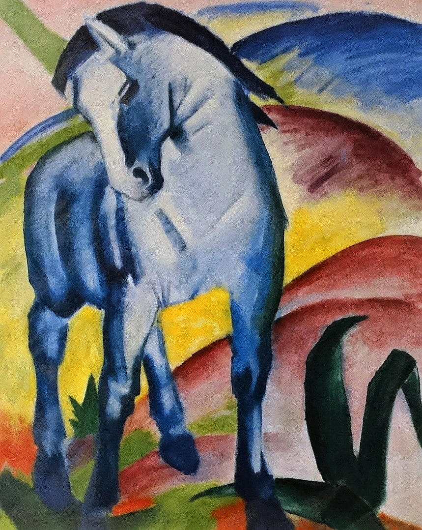 FRANZ MARC. Blaues Pferd, Kunstdruck.