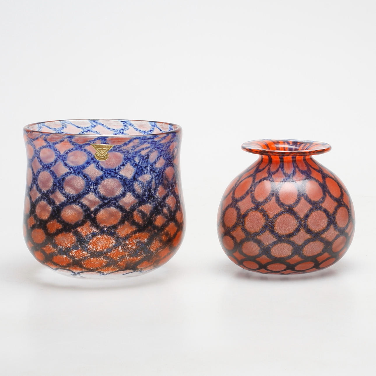 VAS och SKÅL, glas, "Printura", Kjell Blomberg, Gullaskruf, signerade.