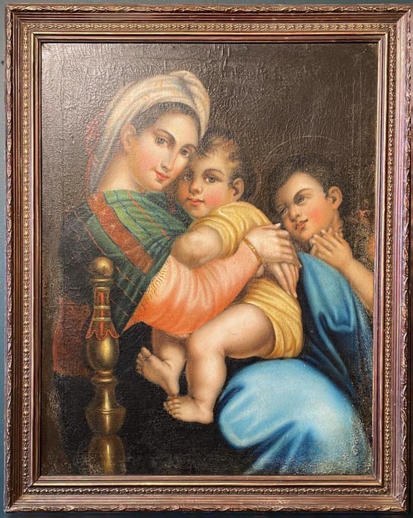 MADONNA & CHILD OIL ON CANVAS.