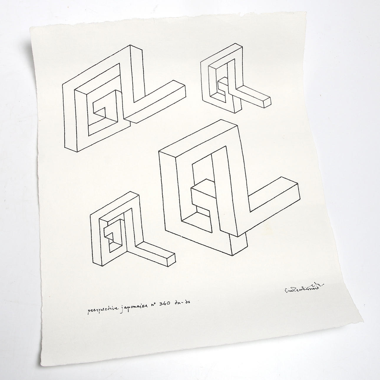 OSCAR REUTERSVÄRD. "Perspective japonaise", tusch på rispapper, signerad.