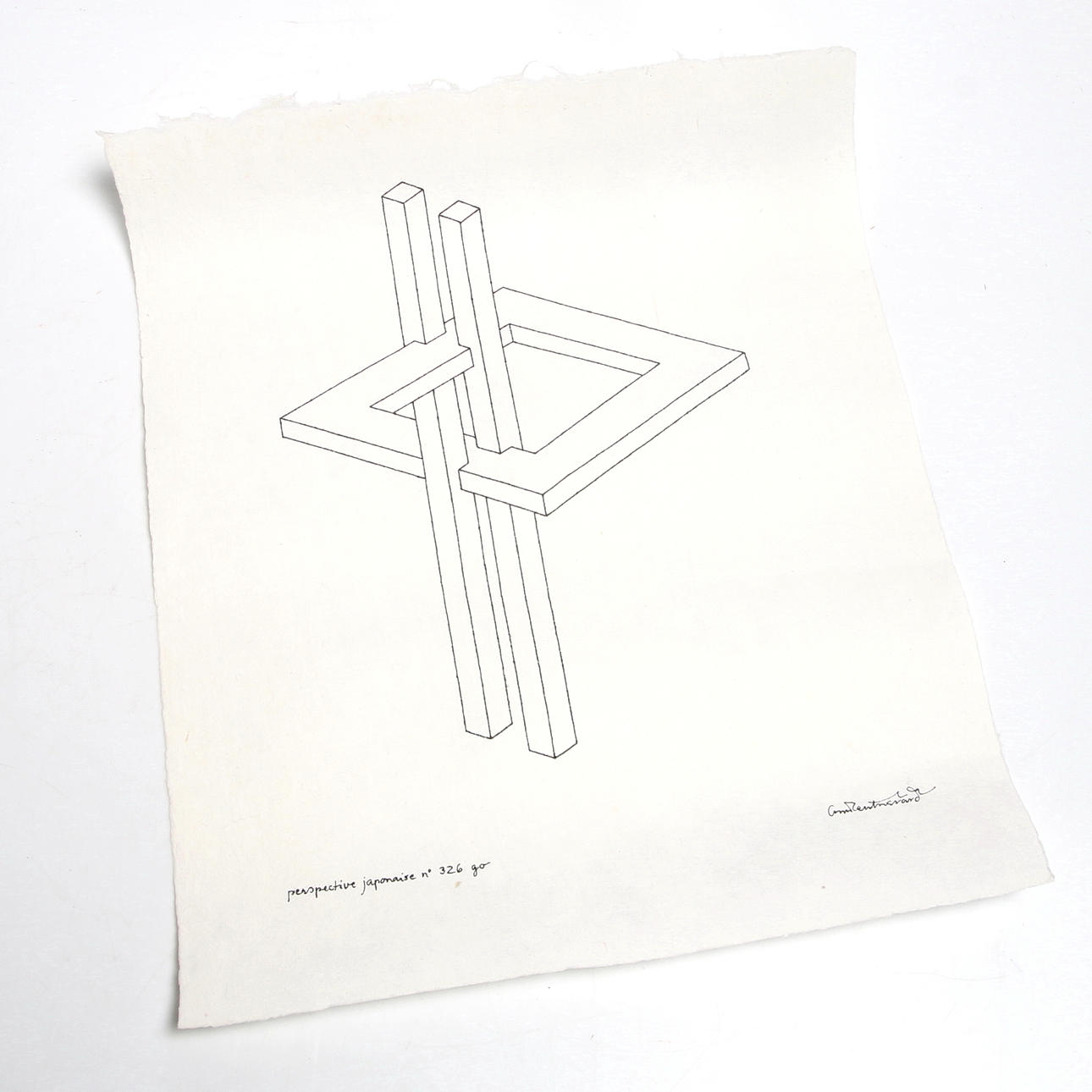 OSCAR REUTERSVÄRD. "Perspective japonaise 326 go", tusch på rispapper, signerad.