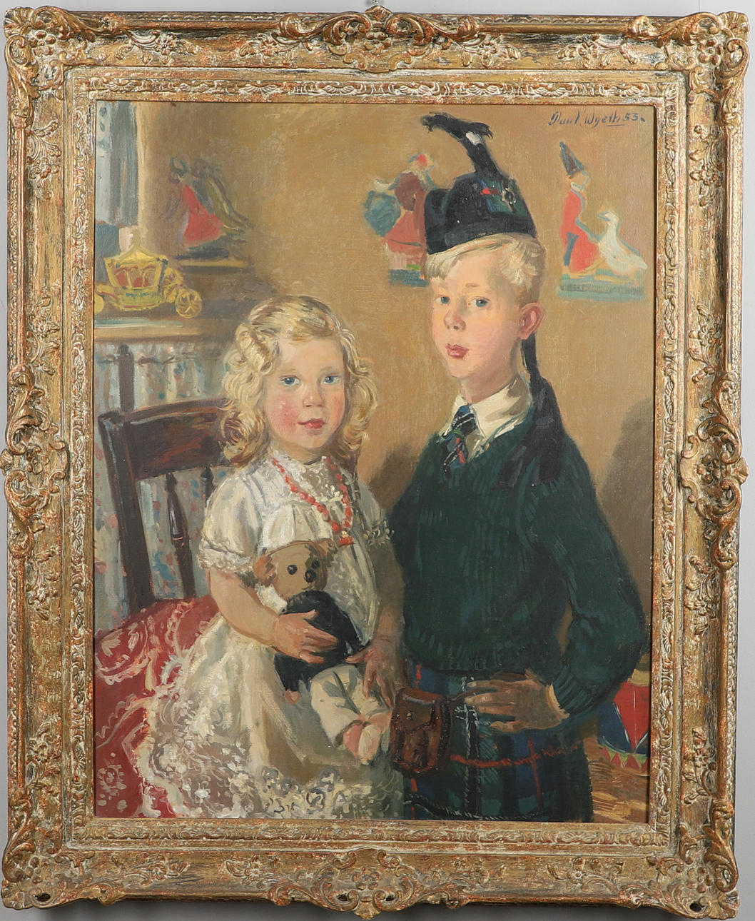 PAUL WYETH (1920-1983). PORTRAIT OF IAIN AND PATRICIA IN A NURSERY SETTING.