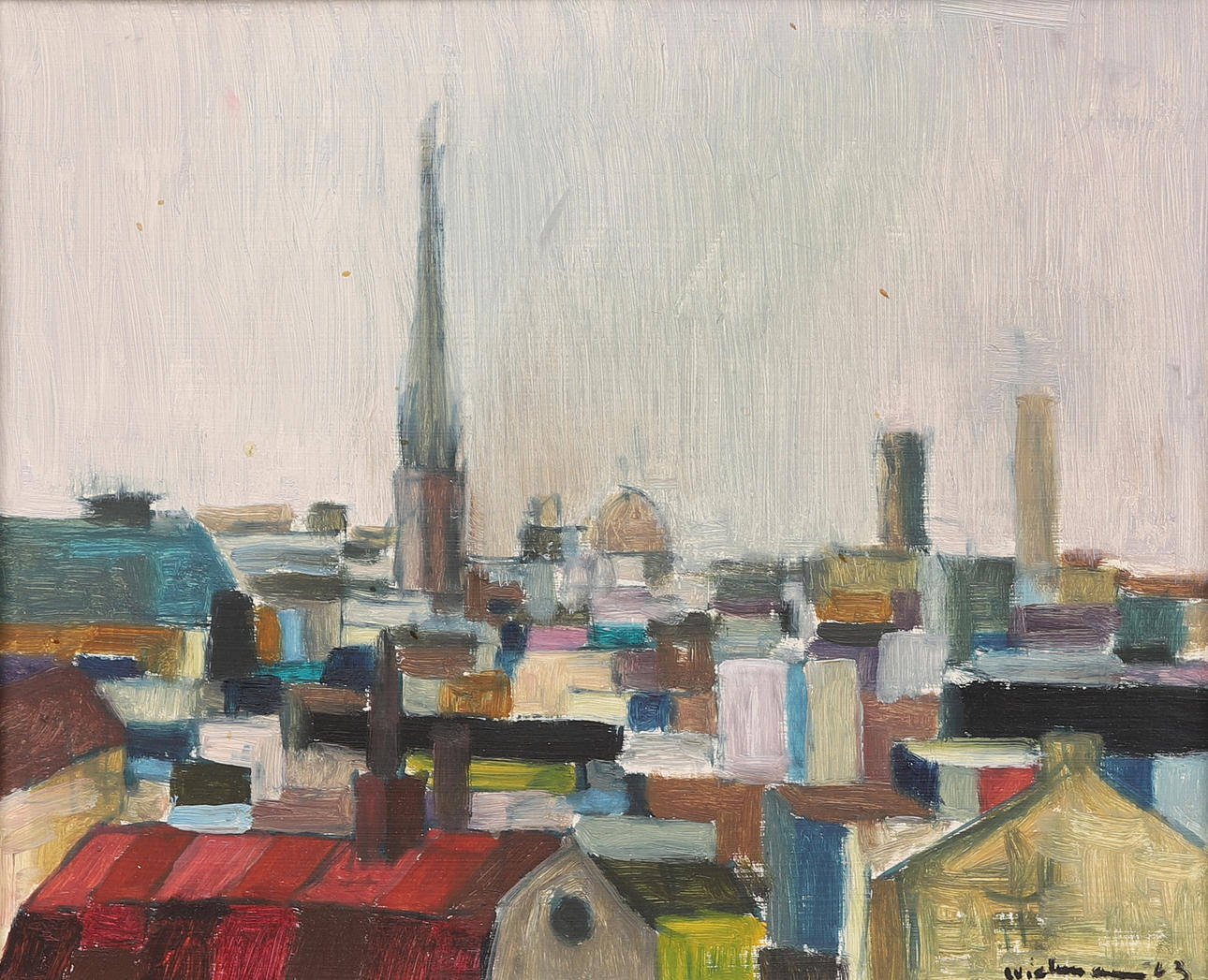 HARRY WICHMANN. "Cityscape" (Stockholm), signed and dated -63.
