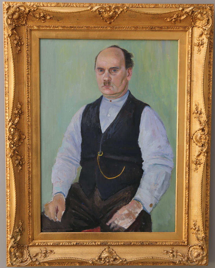 GEORG MAGNUSSON. olja på duk, porträtt, signerad.