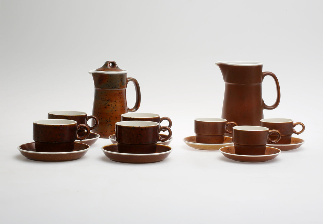 KAFFE- och TESERVIS, 17 delar, stengods, "Coq" Stig Lindberg, Gustavsberg.