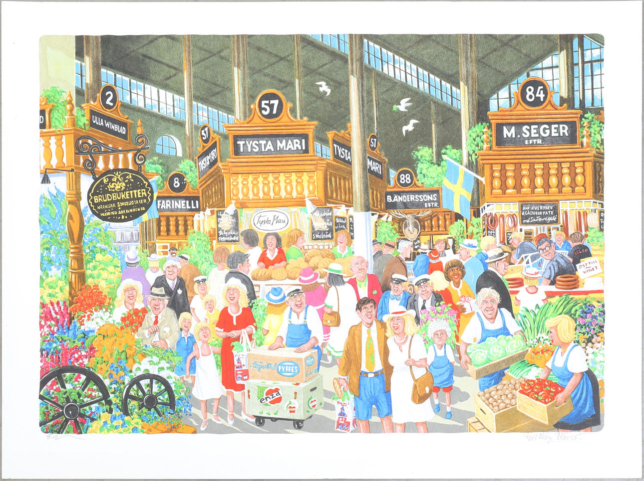 BERT-HÅGE HÄVERÖ. lithograph, signed, numbered EA,"Östermalmshallen".