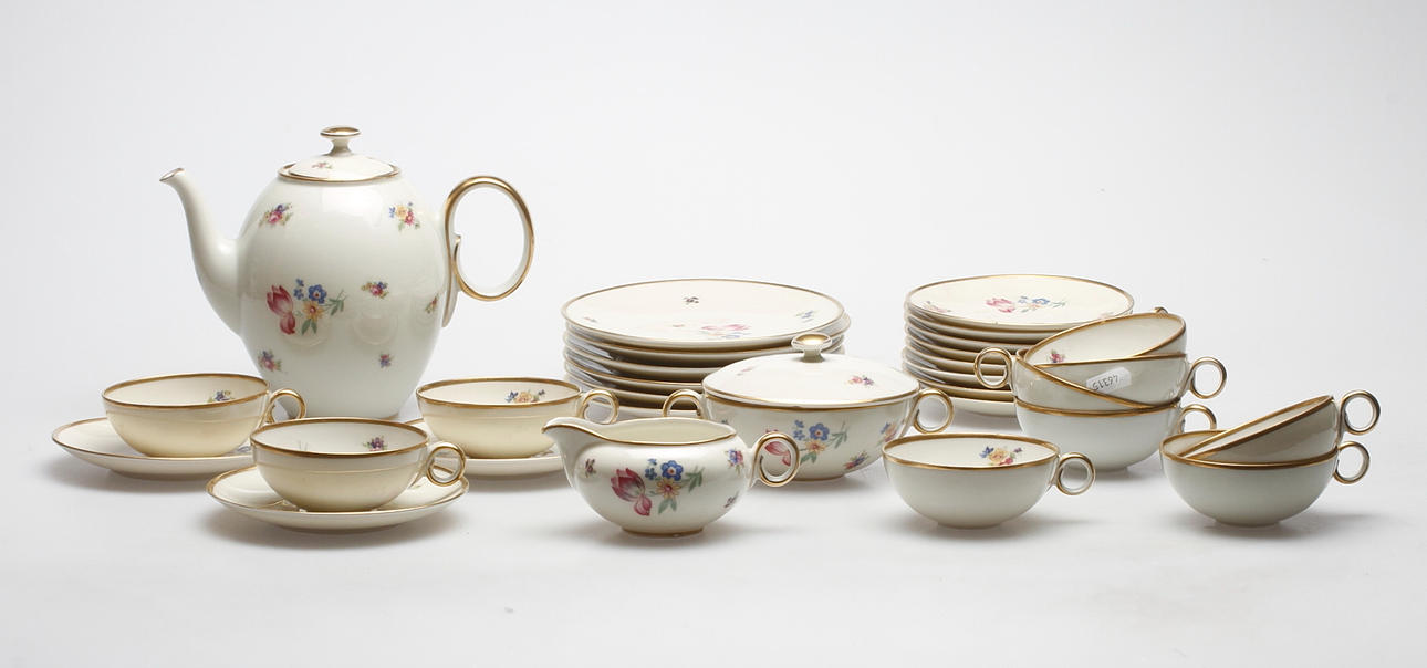 KAFFESERVIS, 19 delar, porslin, Hackefors.